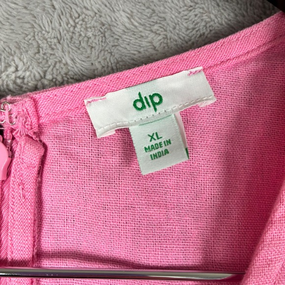NWT Dip Linen Cotton Dress Women XL Mini Bubblegum Pink Preppy Beach Resort - Picture 3 of 12